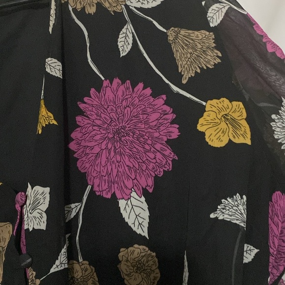 LANE BRYANTSIZE 24 SOFT FLOWY BLACK FLORAL PRINT SHEER  LINED DRESS RUFFLED HEM - Picture 4 of 15
